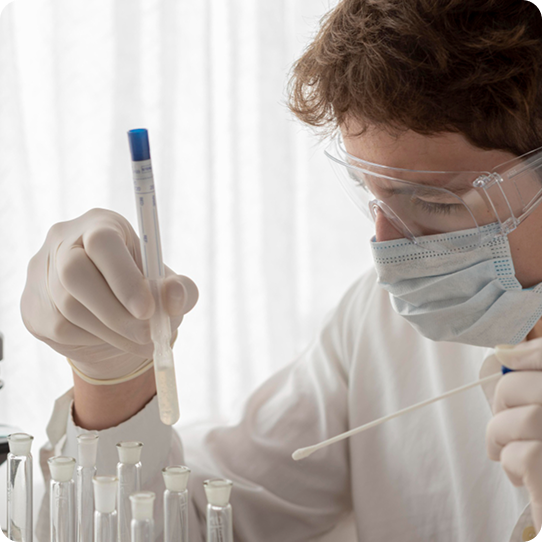 Scientist with test tube